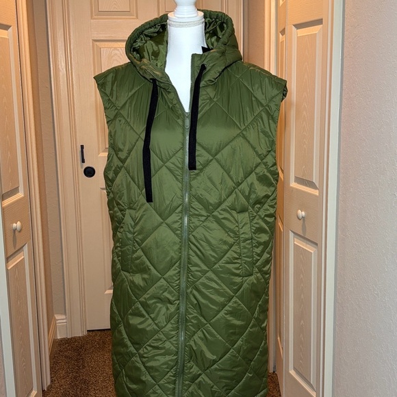 White Mark Women's Olive Green Diamond Quilted Hooded Puffer Vest. NWT Size XL - Picture 6 of 10